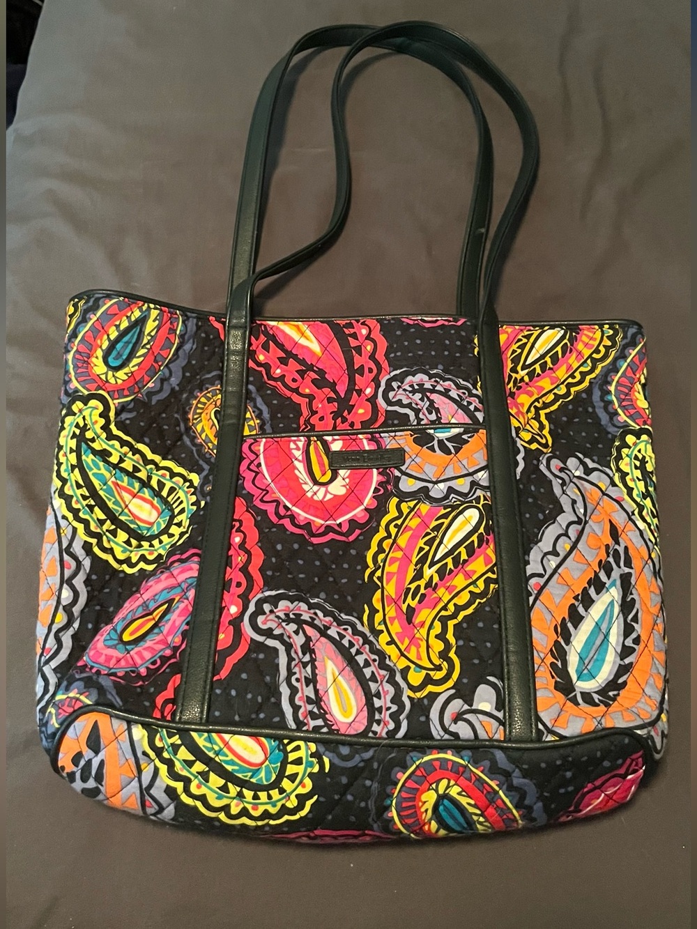 Vera Bradley Quilted Paisley Tote Bag in Black Multi